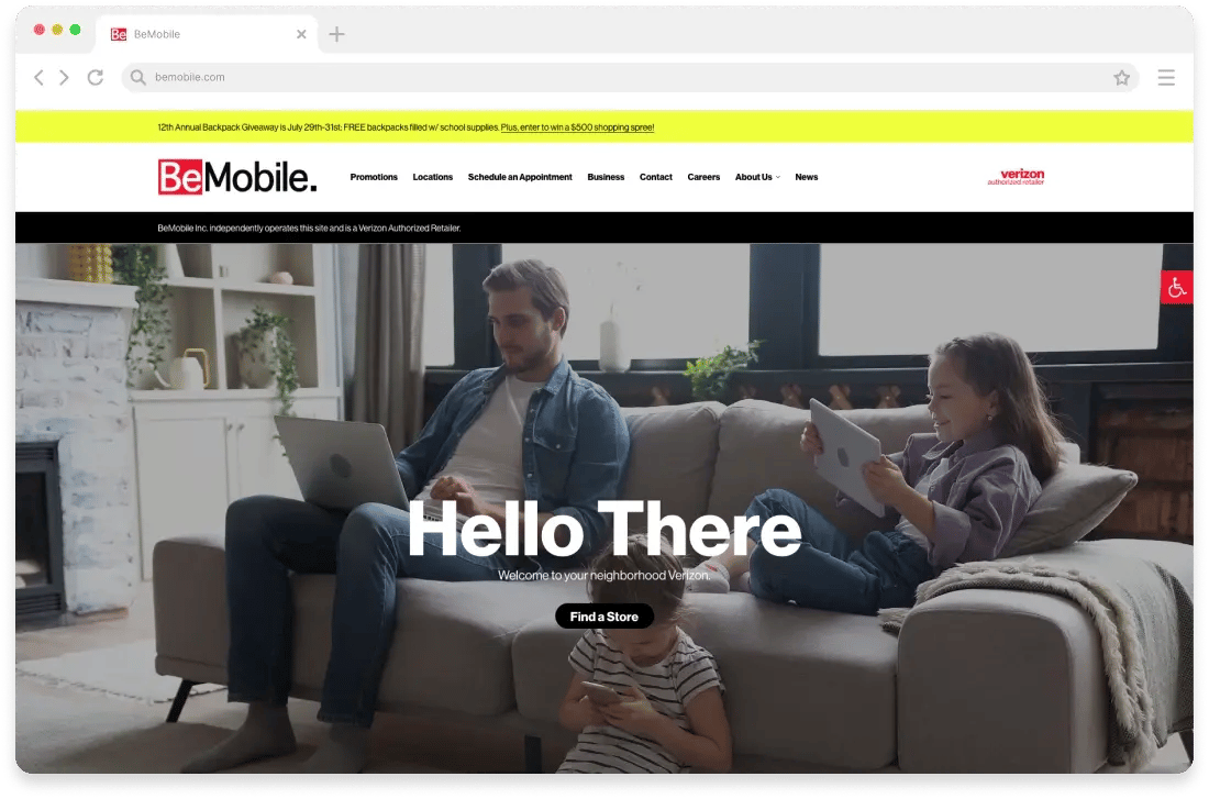 bemobile webpage
