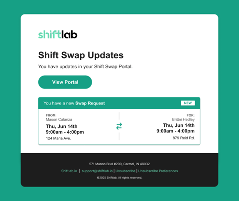 shift swap email 2025 recap