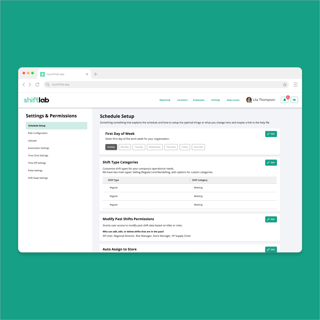 Settings after - Login